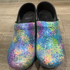 Dansko Professional Multicolor Paint Splatter Clogs Size 38